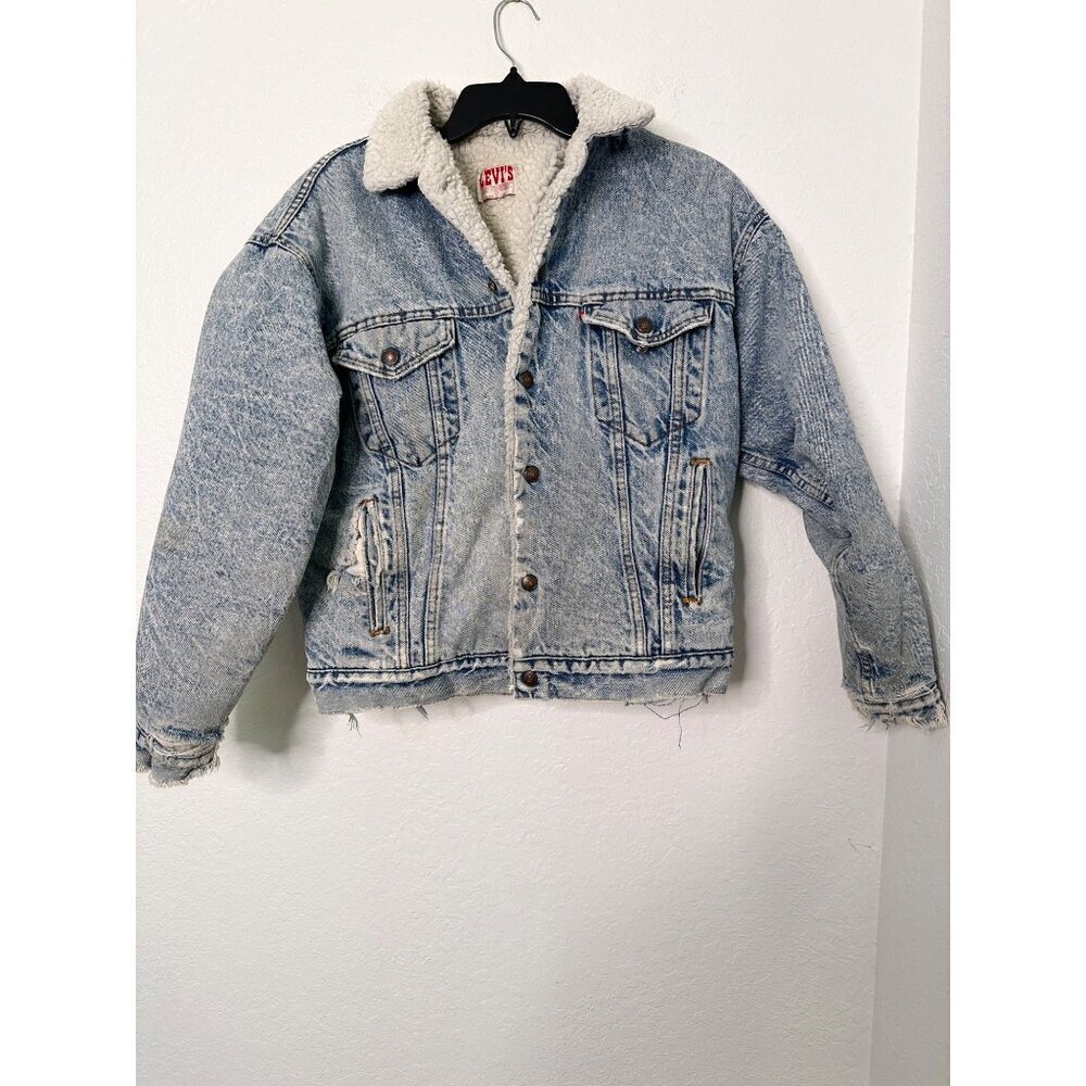 Vintage Levi's San Francisco Sherpa Lined Snap‎ Button Jean Jacket Men's Size M